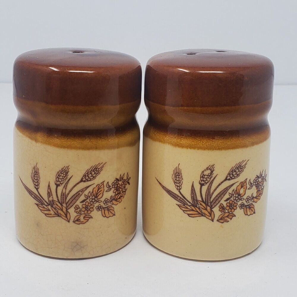 Vtg Wheat Salt & Pepper Shakers Set Retro 60s 70s MCM Mid Century Japan